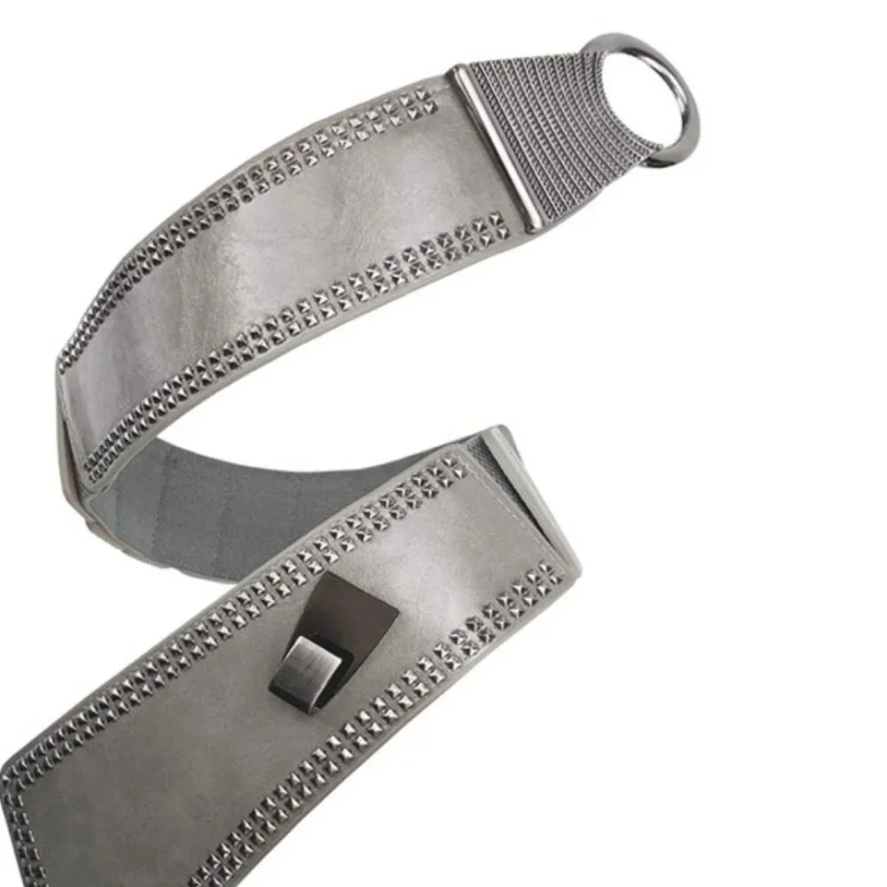 Waist Belt Elastic Stretch Cinch Belts With Interlock Buckle